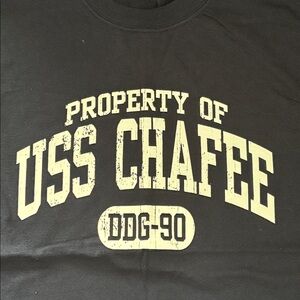 Vintage 2000s Blue Property of USS Chafee Destroyer DDG 90 Gildan XL T-Shirt